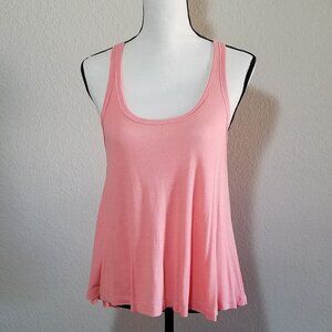 Roxy Tank Top Medium Pink Peach Coral Salmon Sleeveless Ribbed Shirt Flowy